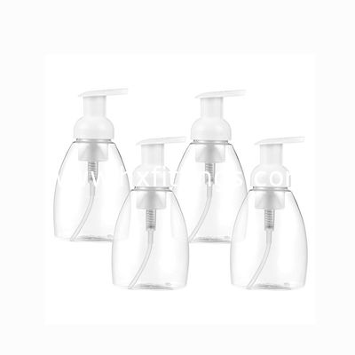 بطری های پمپ صابون پلاستیکی شفاف بیضی شکل 300 میلی لیتری با درپوش های پلاستیکی سفید تامین کننده
